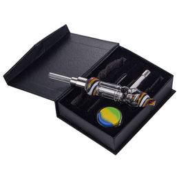 NC101 Heady Colour Glass Bong Spill-Proof Smoking Pipe Gift Box 510 Titanium Quartz Ceramic Nail Double Tips Dish Dabber Tool Silicon Jar Portable Box