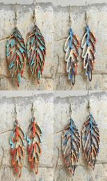 Dangle Earrings Vintage Mottled Wooden Leaves For Women 2022 Arrival Boho Colourful Leaf Wood Jewellery Whole90978968856008