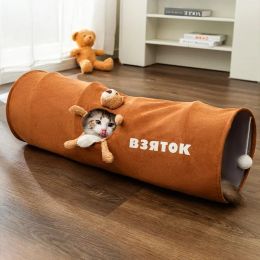 Toys Foldable Cat Tunnel Toy Cartoon Straight Threehole Play Tubes Collapsible Kitten Puppy Ferrets Rabbit Play Toys Pet Supplies