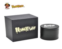 HONEYPUFF 63 MM 4 Layers Aircraft Aluminium Tobacco Grinder Groove Grinding Patented Teeth Spice Crusher Snuff Snorter Grinder4935585