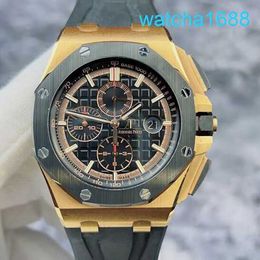 AP Movement Wrist Watch Royal Oak Offshore Series 26401RO Date Timing Function 18K Rose Gold/Ceramic Material Automatic Machinery Watch
