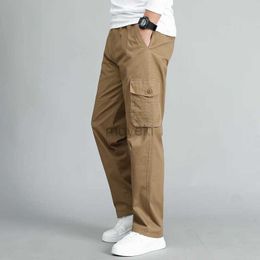 Men's Pants Summer Mens Khaki Pants Plus Size Straight Fit Big Sizes 5XL Side Pockets Wide Leg Cotton Black Cargo Pants Work Trousers Male d240425