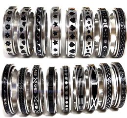 50pcs Multi-styles Mix Rotating Stainless Steel Spin Rings Men Women Spinner Ring Wholesale Rotate Band Finger Rings Party Jewelry