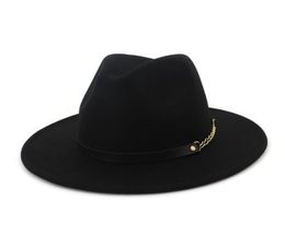 Vintage Fashion Men Women Wool Jazz Fedora Hats Flat Brim Felt Panama Hat Cap Unisex Floppy Gambler Hat Party Formal Cap16357081479175