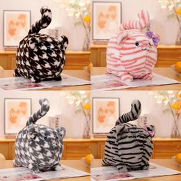 Cross border cute round big face cat pattern cluster cat plush toy bow cat doll