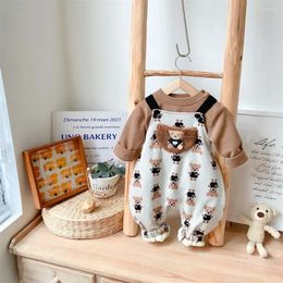 Clothing Sets In : Kids Baby 2pcs Set For Early Winter - Korean Style Bear Overall Solid Colour Swearshirt Boys Children Autumn Outfit