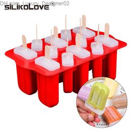 Ice Cream Tools SILIKOLOVE 12 chamber frozen ice cream machine food grade silicone popsicle mold reusable ice cream mold with 12 sticks Q240425