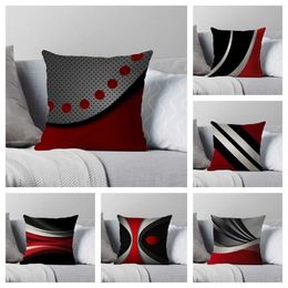 Pillow Case Red Black Modern Abstract Style Cushion Cover Plush Cover For Living Room Sofa Bedroom Car Home Decor poszewka boho T240422