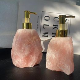 Storage Bottles Natural Pink Crystal Stone Push Bottle High-end Jade Shape Shower Gel Light Luxury Style