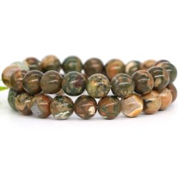 Strands Women Men Bracelet Natural Rainforest Jasper Crystal Round Beads Wrist Chain Chakra Healing Energy Stretch Charm Strand Jewellery