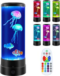 Night Lights Jellyfish Lava Lamp Color Changing Tank Aquarium Lamps Light For Room Decor Relax Kids Adults Birthdays Gifts