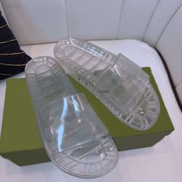 Mens Transparent Slide Sandals - Retro Summer Flat Jelly Slides Designer Crystal Clear Slippers Large Sizes Available