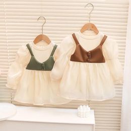 Girl Dresses 2024 Baby Girls Autumn Dress Long Sleeve Sweet Princess Birthday Party Gown Cute Clothes Cake Kids Clothing