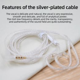 Headphones KZ ZSX/ZSN Pro/ZS10 Pro/AS16 Headphones Silver Plated Upgrade Cable 2 Pin 0.75MM High Purity Oxygen Free Copper Earphone Wire