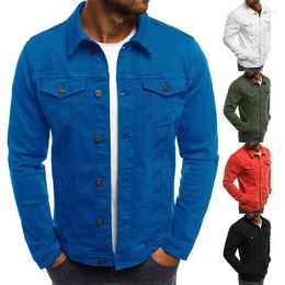 Men's Jackets European Size Autumn And Winter Youth Jacket Denim Slim Fitting Workwear Solid Colour Thick Shirt