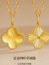 2024 Classic Four Leaf Clover Necklaces Pendants 999 Full Gold Necklace Fish Scale Beehive Double Sided Pendant Collar Chain as a Valentines Day Gift for Girlfriend