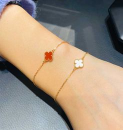 Luxury bracelet designed for people Lucky Single Flower Red Jade White Bracelet Female Pure Silver 18K with common vnain