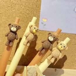 Pcs/lot Kawaii Bear Press Gel Pen Cute 0.5mm Black Ink Neutral Pens Promotional Gift Office School Supplies