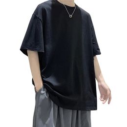 Oversized Summer Short Sleeve Mens T Shirt Fashion Solid Loose O-Neck T Shirts Mens Cotton Hip Hop Streetwear Top Tees 5XL 240409