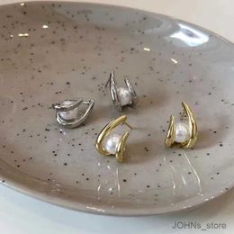Dangle Chandelier Fashion Design Metal Irregular Pearl Stud Earrings For Women Vintage Silver Colour Cross Geometric Temperament Earrings Jewellery