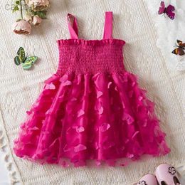 Girl's Dresses 1-5 Years Toddler Girls Party Dresses Baby Girl 3d Butterfly Tulle Sleeveless Suspender Princess Dress Summer Beach Holiday Wear d240425