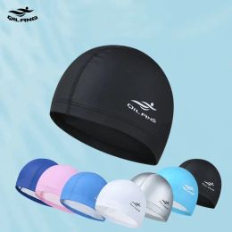 Accessories Swim Cap Adult Waterproof PU Unisex Solid Color Pool Diving Cap Long Hair Ear Protection Swim Cap