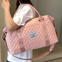 Duffel Bags Foldable Travel Bag Quilted Cotton Gym Yoga Women Pink For Wet Dry Separation Tote Handbags Bolso