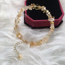 Strands Natural Citrine Gravel Bracelet Accessories Luxury Jewelry Adjustable Chain Quartz Crystal Stone Bangle for Women Gift for Girl