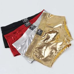 Mens Luxury Underwear Underpants Spectrum Reflective Imitation Leather Boxer Shorts Swimming Trunks Stage Man Clothing Briefs Drawers Kecks Thong 7XT3