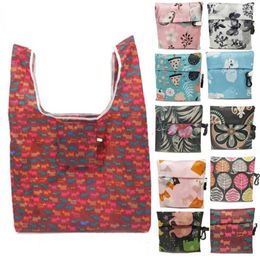 Shopping Bags Foldable Printed Bag Reusable Fruit Grocery Pouch Organiser Storage Tote