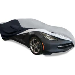 C7 Corvette için Ultimate Koruma - Ultraguard Plus Plus 300 Denier İç/Dış Mekan Araç Kapağı 2014-2019 Stingray Z51 Z06 Şık Gri/Siyah Grand Sport