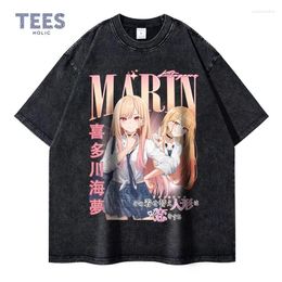 Men's T Shirts Kitagawa Marin T-shirts Vintage Washed Anime T-shirt Harajuku Streetwear Manga Short Sleeve Cute Girls Tops Tees Cotton