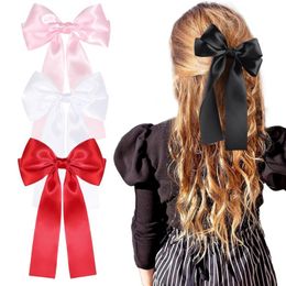 Children satin ribbon Bows hair clips sweet girls double Bow princess barrettes boutique kids birthday party hairpins accessories Z7876