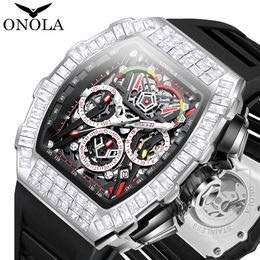 Onola 2024 Full Diamond Full Diamond Novo Sports Sports Multi Funcional Mecânica Menical's Watch Tape Watch Transk