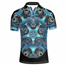 Men's Polos 3d Optical Illusion Printed Polo Shirt Summer Casual Short Sleeve Tops Streetwear Outdoor Loose Button Lapel T Shirts