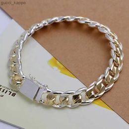 Chain New 925 Sterling Silver Solid 8/10mm chain Bracelet men women Chain noble wedding Jewellery fashion charms party birthday gift
