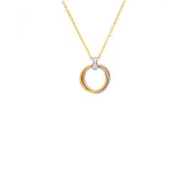 Original designer Carter Three Ring Color Necklace with Diamond Interlocking Rose Gold Pendant Light Luxury Fashion Versatile Collar Chain