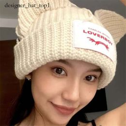 Designer Beanie/skull Caps Cat Ear Knit Hat Double-layer Warm Lover Boy Pig Ear Woollen Hat Top Quality Cute Fashion Hooded Cap Niche Personality Winter Hat 4553