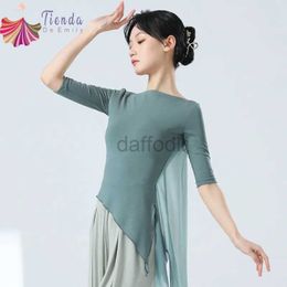 Stage Wear Hanfu Women Classic Dance Suit Stage Performance Outfit Short Sleeve Summer Flowy Fairy Top Elegant Training Dancer Practise New d240425