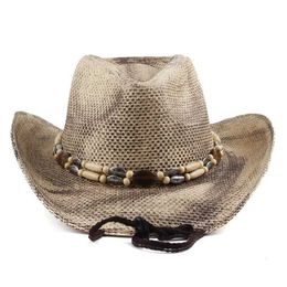 Wide Brim Hats Bucket Hats Men Straw Cowboy hat Summer sun hats sunshade straw hats mens and womens hats Western Jazz Cowboy Hat Camo Cowboy Hat Y240425