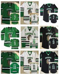 North Dakota Fighting Sioux Jerseys Vintage College 9 Jonathan Toews 11 Zach Parise 7 TJ Oshie Ice Hockey Home Black Green White A5971369