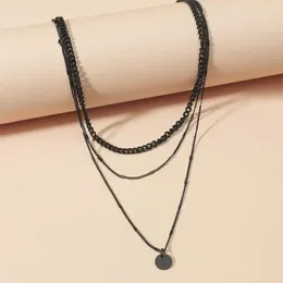 Pendant Necklaces Chic Circle Multilayer Clavicle Chain Copper Women Necklace Statement Black Charm For Party