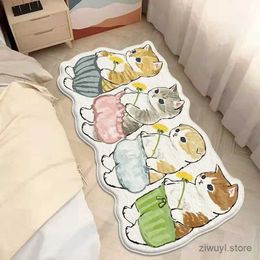 Carpets Kawaii Cat Rug Carpet Fluffy Shaggy Rugs for Bedroom Living Room Floor Mat Irregular Bedside Carpet Doormat Girls Room Decor