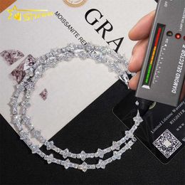 Worldwide Shipping Solid S Gold Plated 3Mm Cross Hip Hop Jewellery Necklace VVS D Colour Moissanite Diamond Tennis Chain