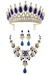 Designer Headpieces Bridal Wedding Party Dress Accessories Crown Necklaces Earrings Three Piece Designer Diamond Blue Red Green Bi7051938