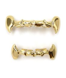 Teeth Braces Jewellery Fashion Punk Quality Gold Plated Men Women Teeth Grillz Whole Personality Hip Hop Dental Grills 2piece S9843757