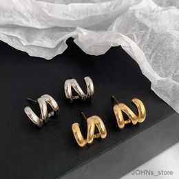 Dangle Chandelier Fashion Metal Hollow Wave Stud Earrings For Women Punk Hip Hop C-Shaped Geometric Piercing Earrings Jewelry Trend