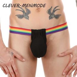 Briefs Panties CLEVER-MENMODE Mens Sexy T Back Thong G String Underwear Bulge Penis Pouch Bikini Stretch Big U Convex Breathable Panties Y240425