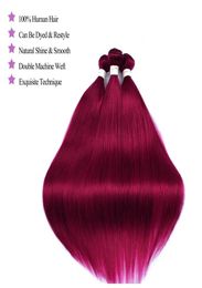 Peruvian Human Hair Bundles With Lace Frontal Burgundy 99J Straight Hair Bundles Hair Weaves Nonremy8662238