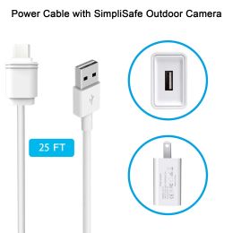 Accessories 7.6m /25ft Charging Cable power for SimpliSafe Wireless Outdoor Security Camera with USB Port Fast Charger(white)